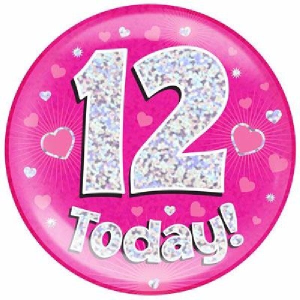 Pink age 12 badge