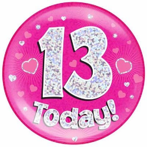 Pink age 13 badge