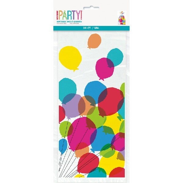 Rainbow balloons party bags