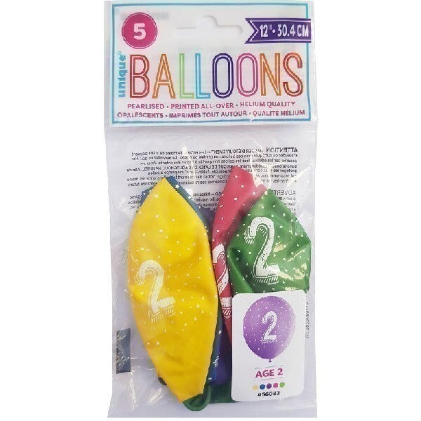 Multi-coloured AGE 2 balloons