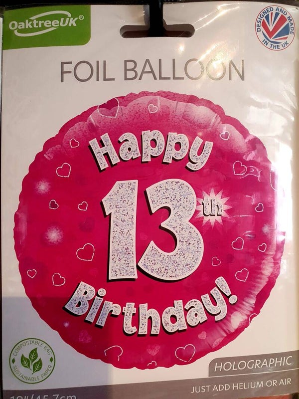Age 13 helium balloon