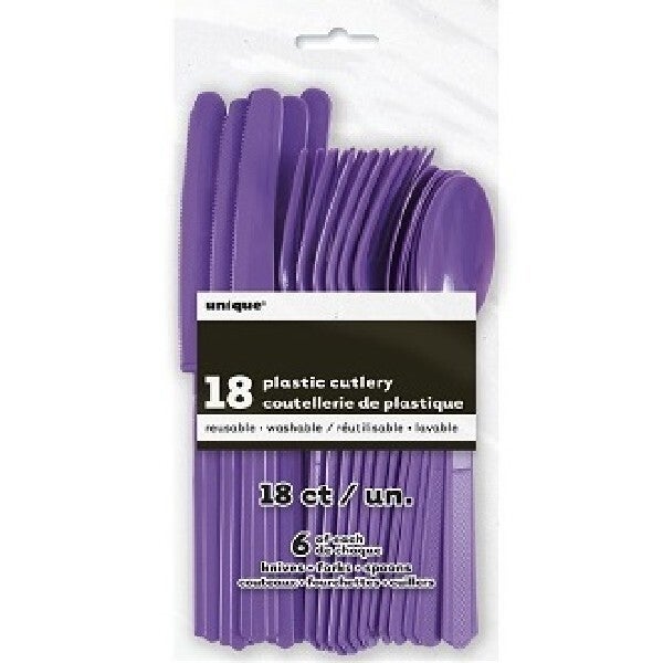 Purple cutlery set.