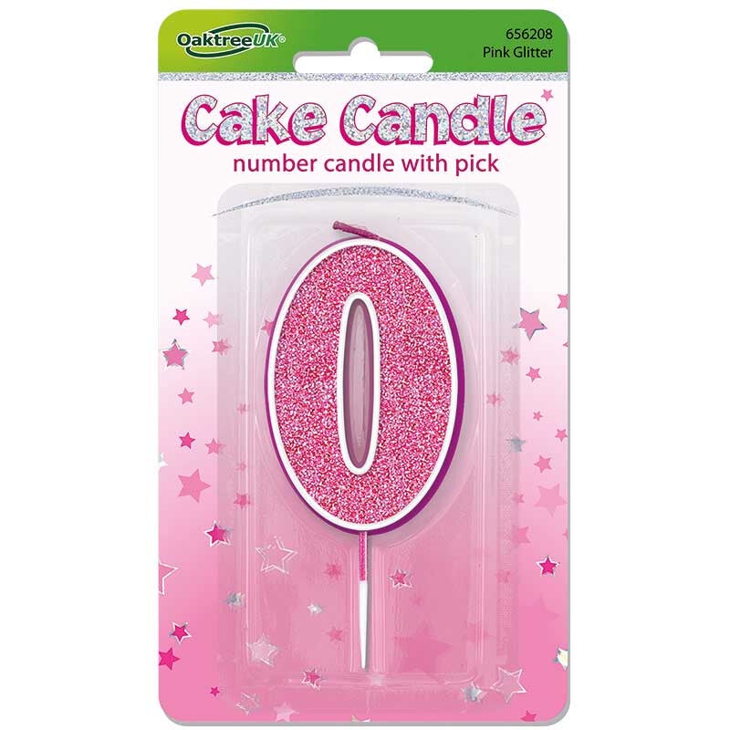 Pink sparkle no. 0 candle
