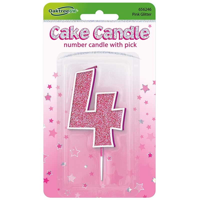 Pink sparkle no. 4 candle