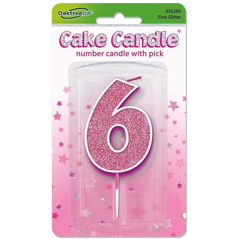 Pink sparkle no. 6 candle