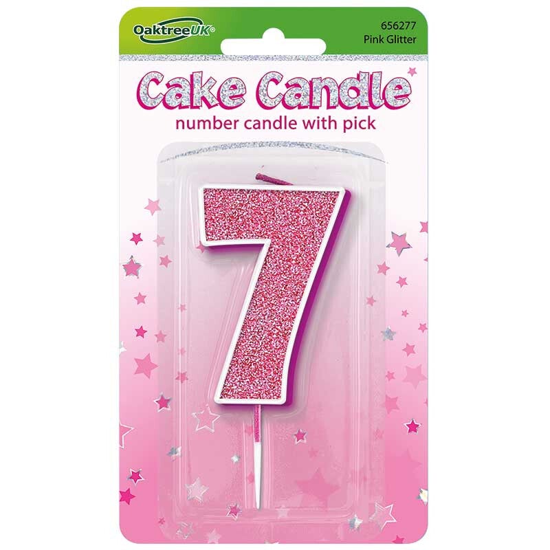 Pink sparkle no. 7 candle