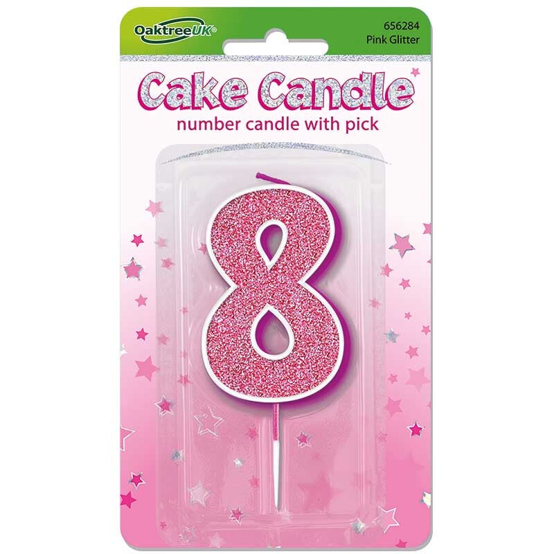 Pink sparkle no. 8 candle