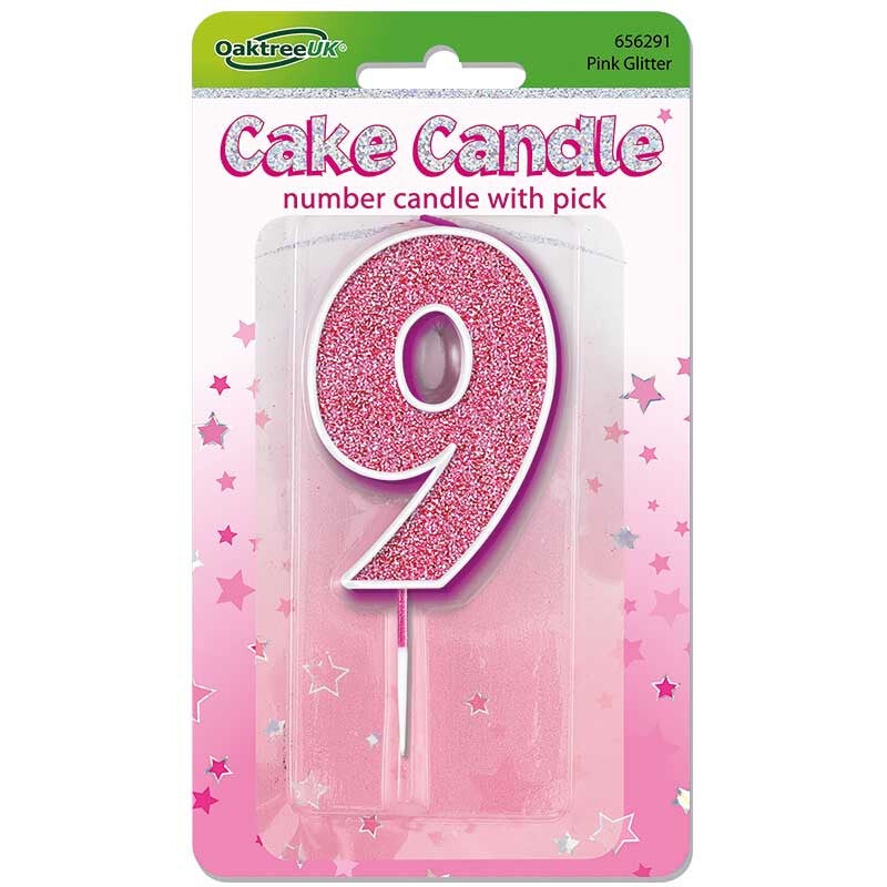 Pink sparkle no. 9 candle