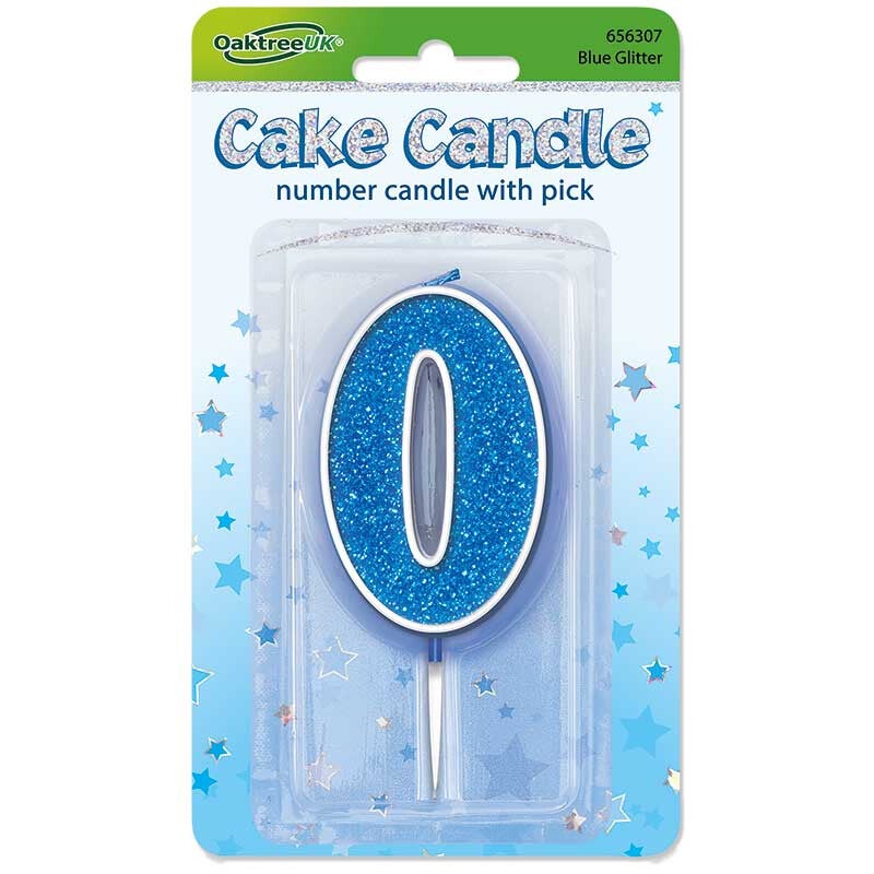 Blue sparkle no. 0 candle