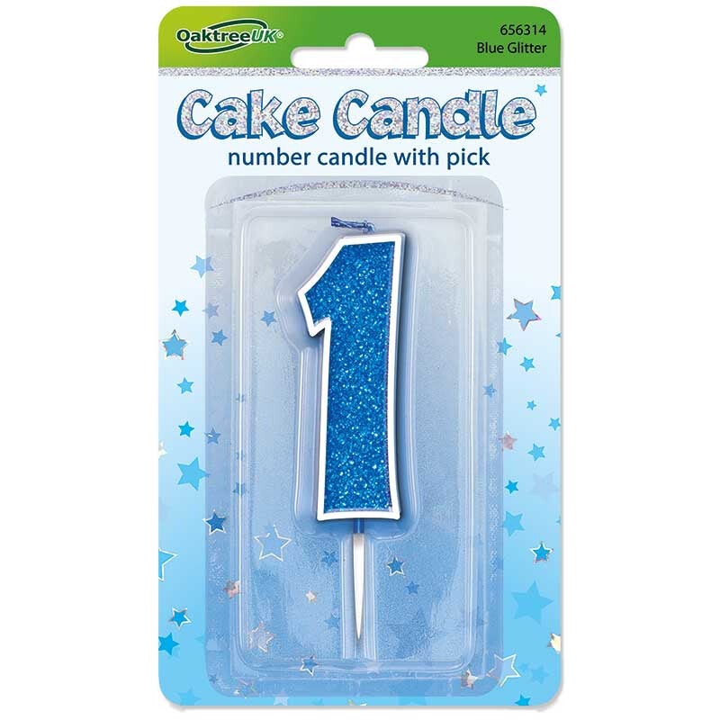 Blue sparkle no. 1 candle