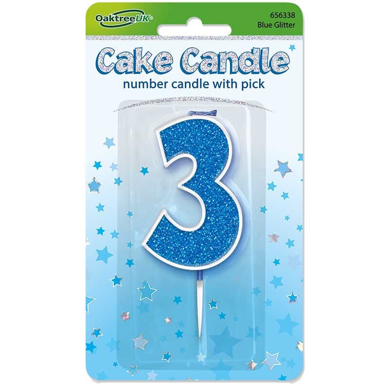 Blue sparkle no. 3 candle