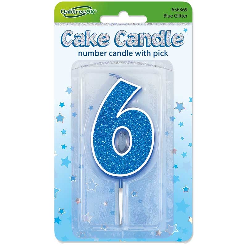 Blue sparkle no. 6 candle