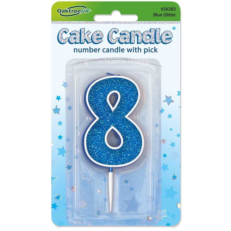 Blue sparkle no. 8 candle