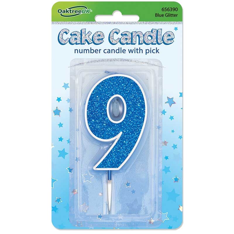 Blue sparkle no. 9 candle