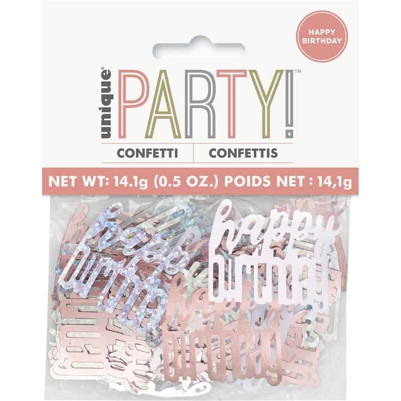 Rose gold happy birthday confetti