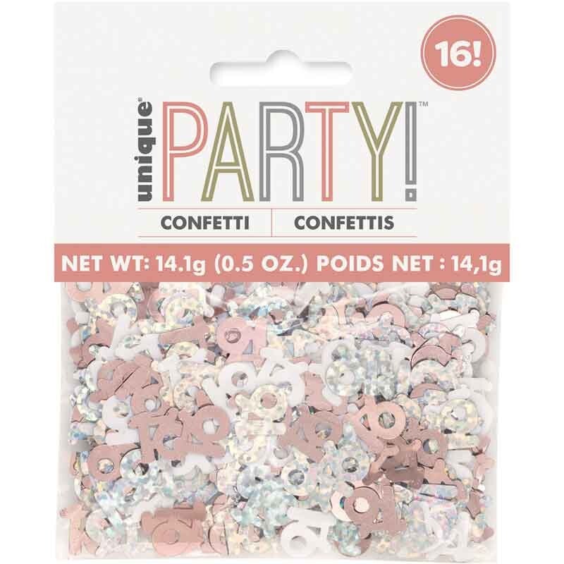 Rose gold age 16 confetti