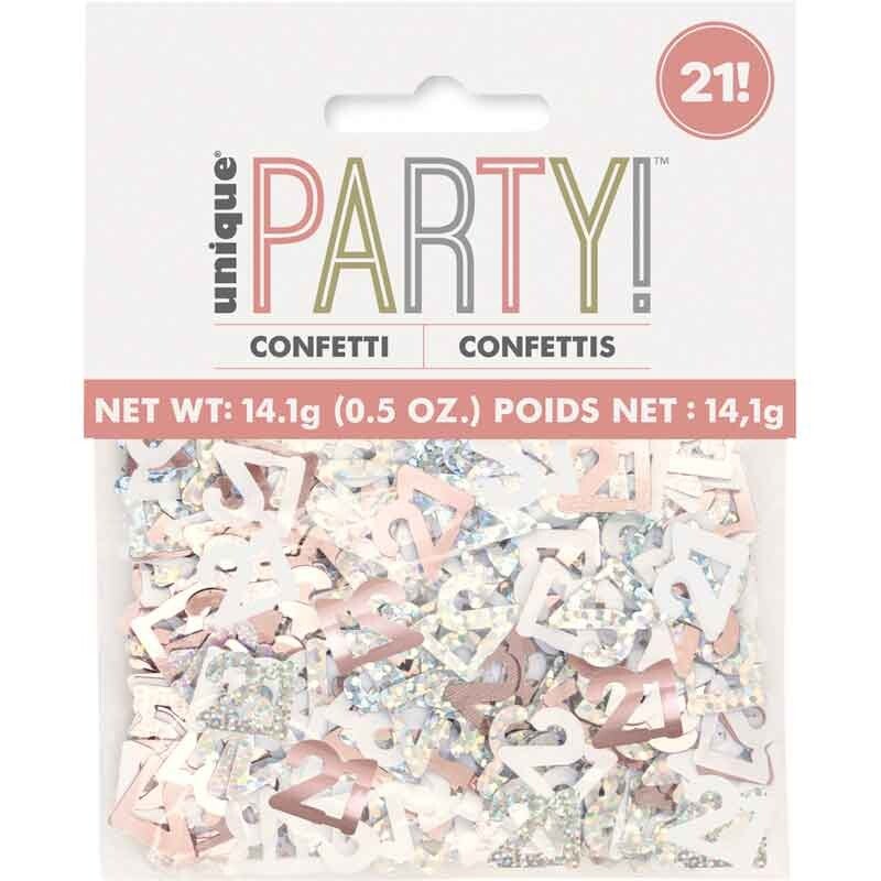 Rose gold age 21 confetti