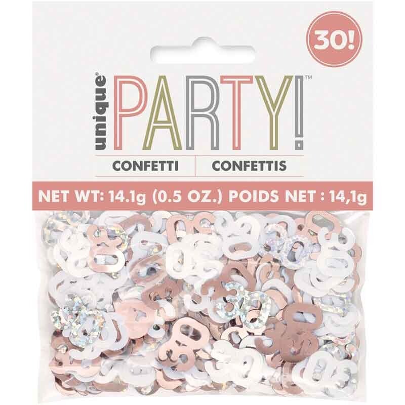 Rose gold age 30 confetti