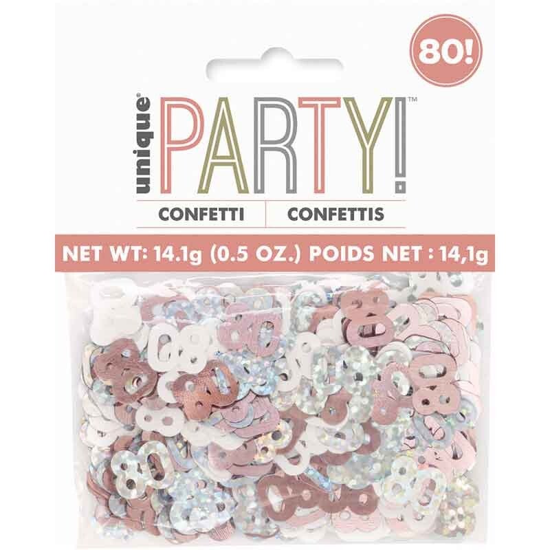 Rose gold age 80 confetti
