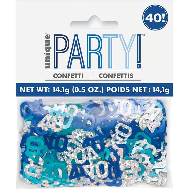 Blue age 40 confetti