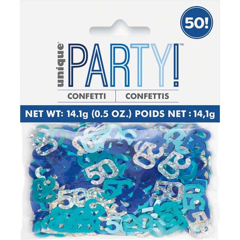 Blue age 50 confetti