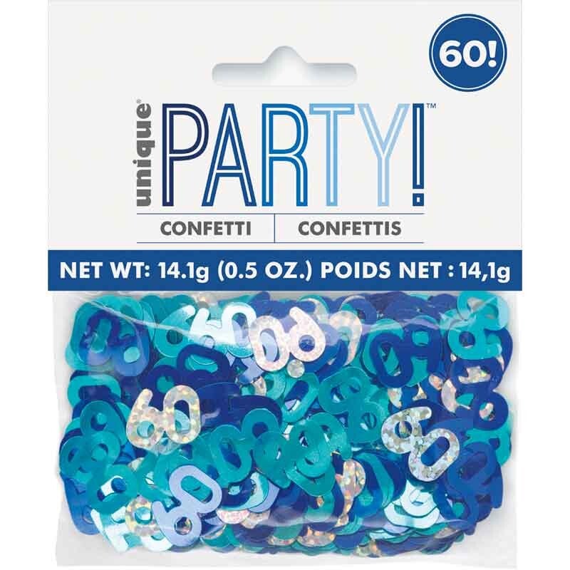 Blue age 60 confetti