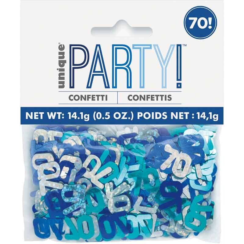 Blue age 70 confetti