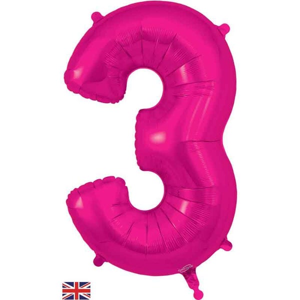 Classic pink no.3 helium balloon