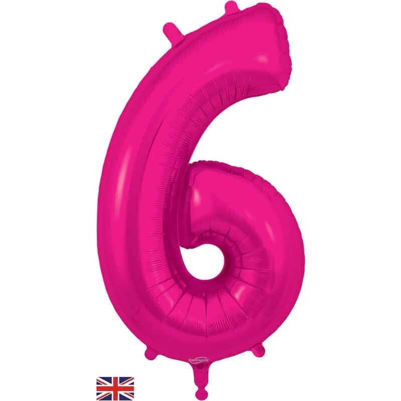 Classic pink no. 6 helium balloon