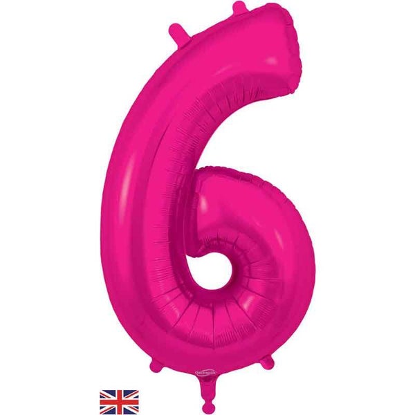 Classic pink no. 6 helium balloon