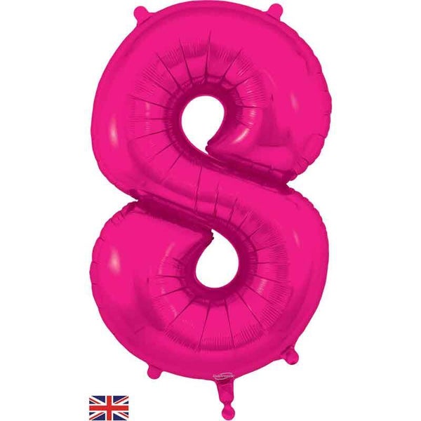 Classic pink no.8 helium balloon