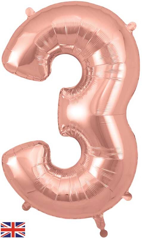 Rose gold no.3 helium balloon