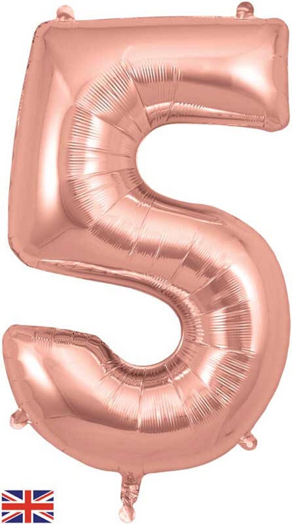 Rose gold no.5 helium balloon