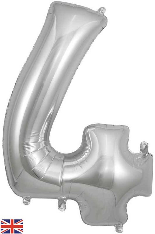 Classic silver no.4 helium balloon