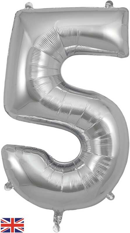 Classic silver no.5 helium balloon