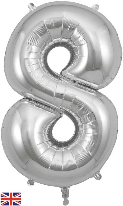 Classic silver no.8 helium balloon