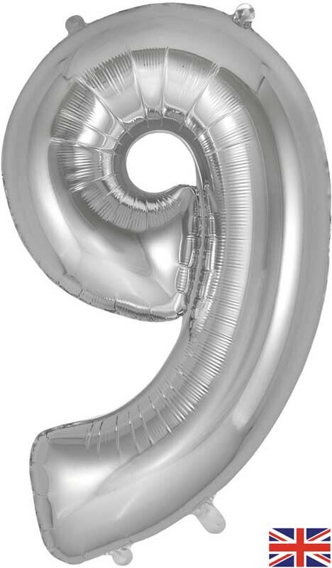 Classic silver no.9 helium balloon