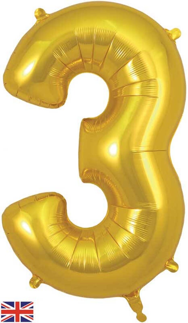 Classic gold no.3 helium balloon