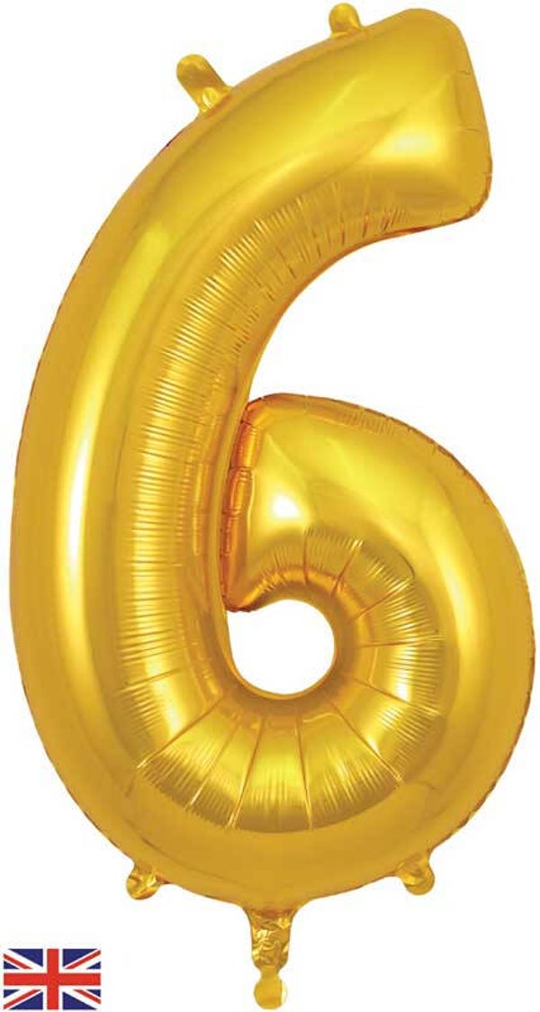 Classic gold no.6 helium balloon
