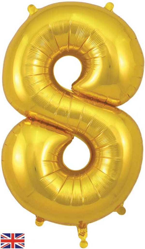 Classic gold no.8 helium balloon