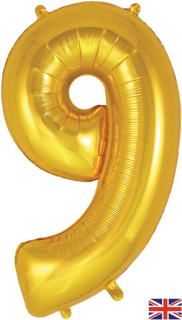 Classic gold no.9 helium balloon