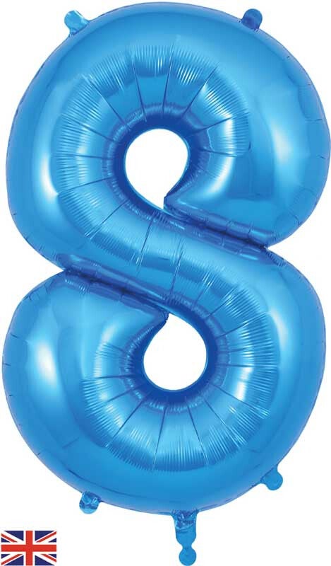 Classic blue no.8 helium balloon
