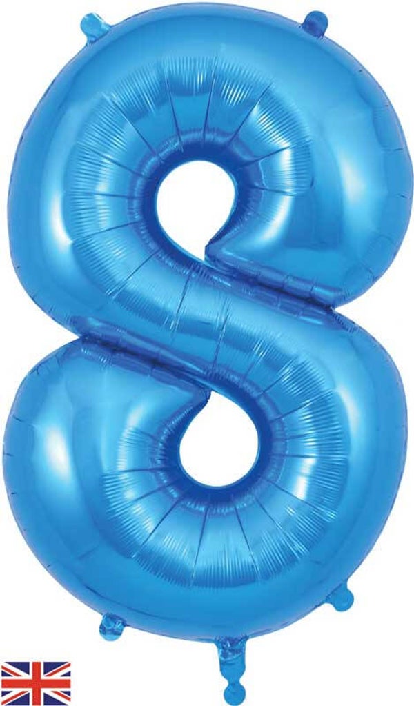 Classic blue no.8 helium balloon
