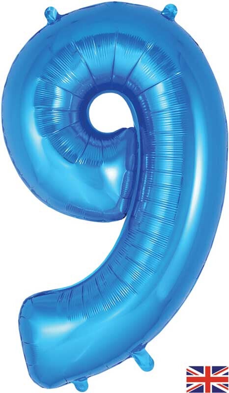 Classic blue no.9 helium balloon