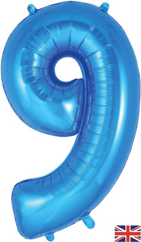 Classic blue no.9 helium balloon