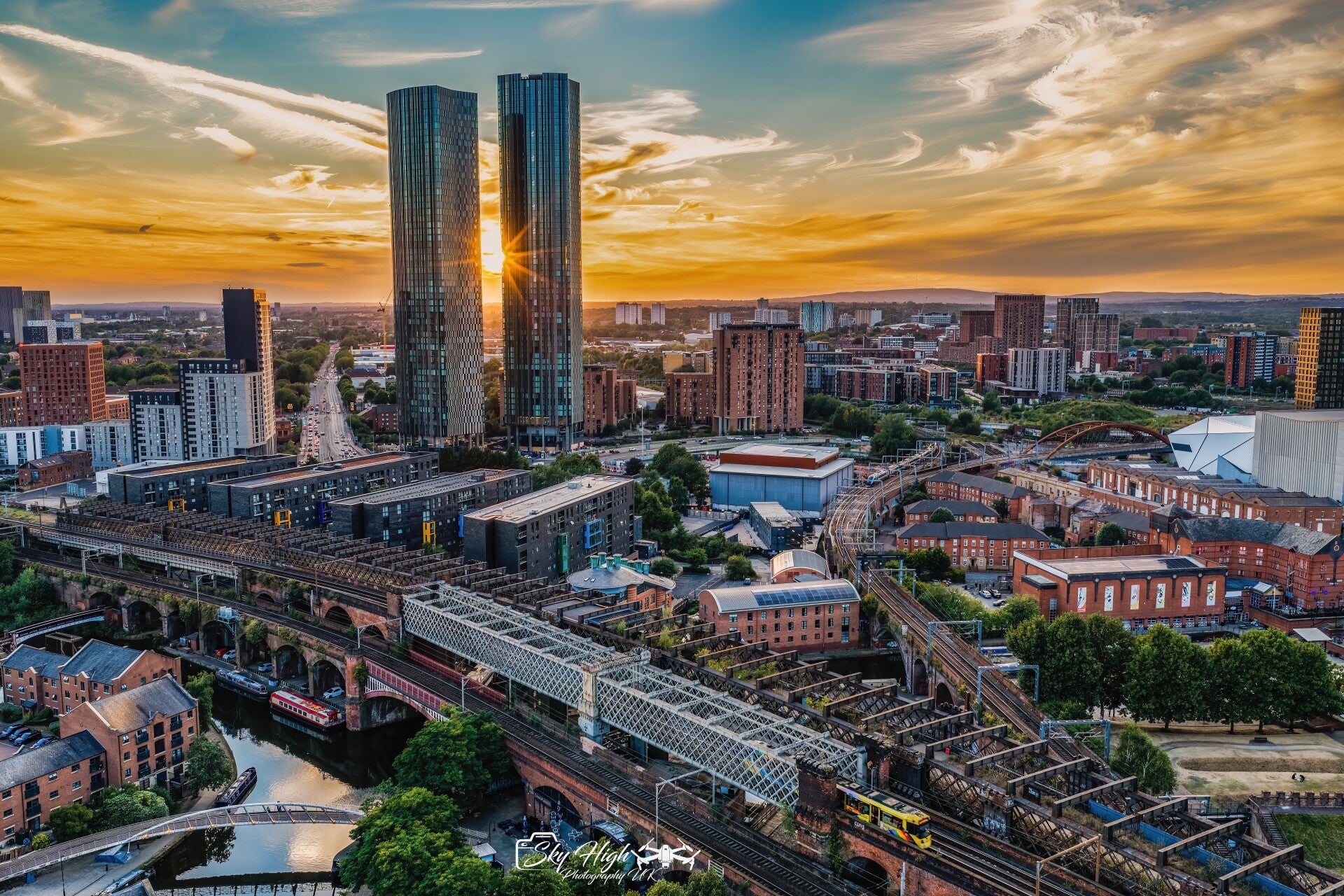 Golden hour aerial photography and drone sunset photography