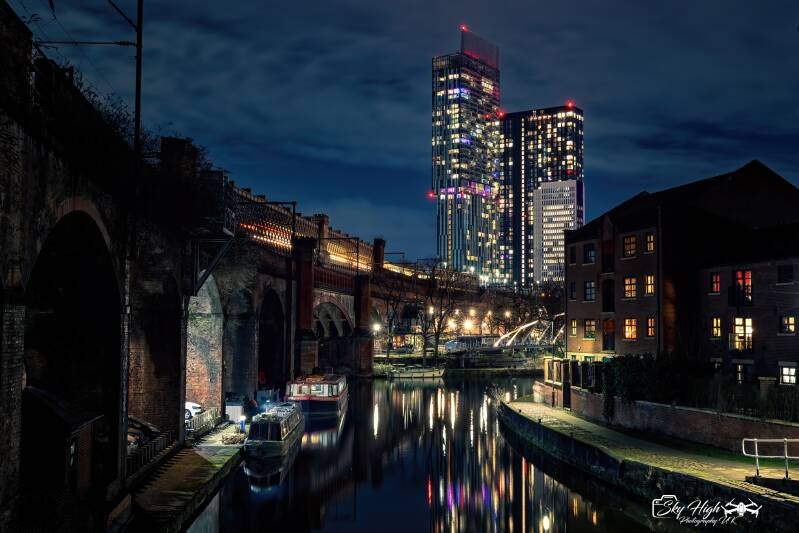 Manchester night photography Castlefield cityscape by Mike McMahon
