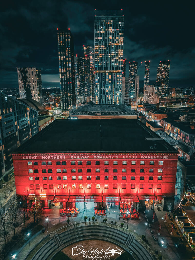 Creative aerial composition using a drone in Manchester
