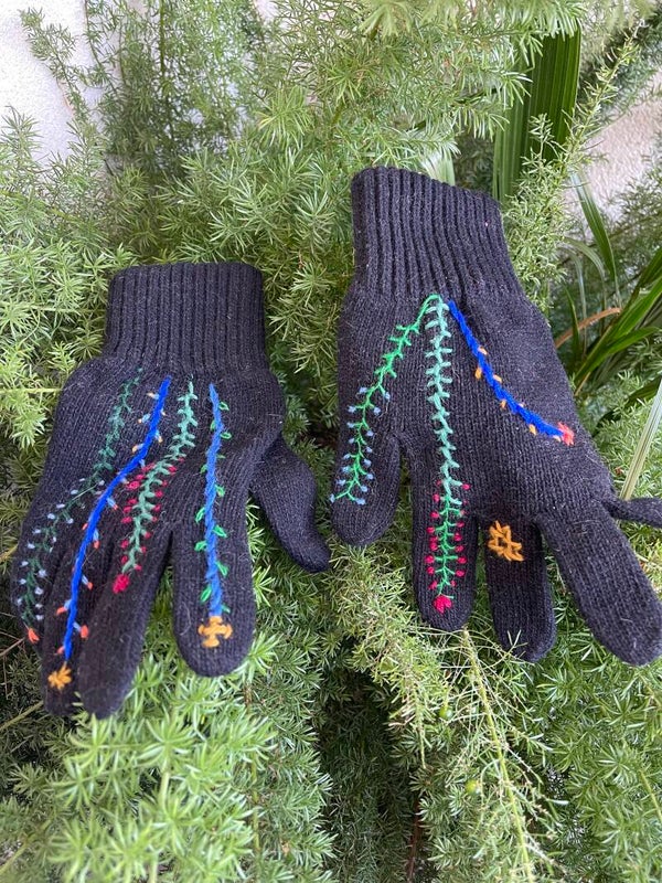 Guanti ricamati uomo