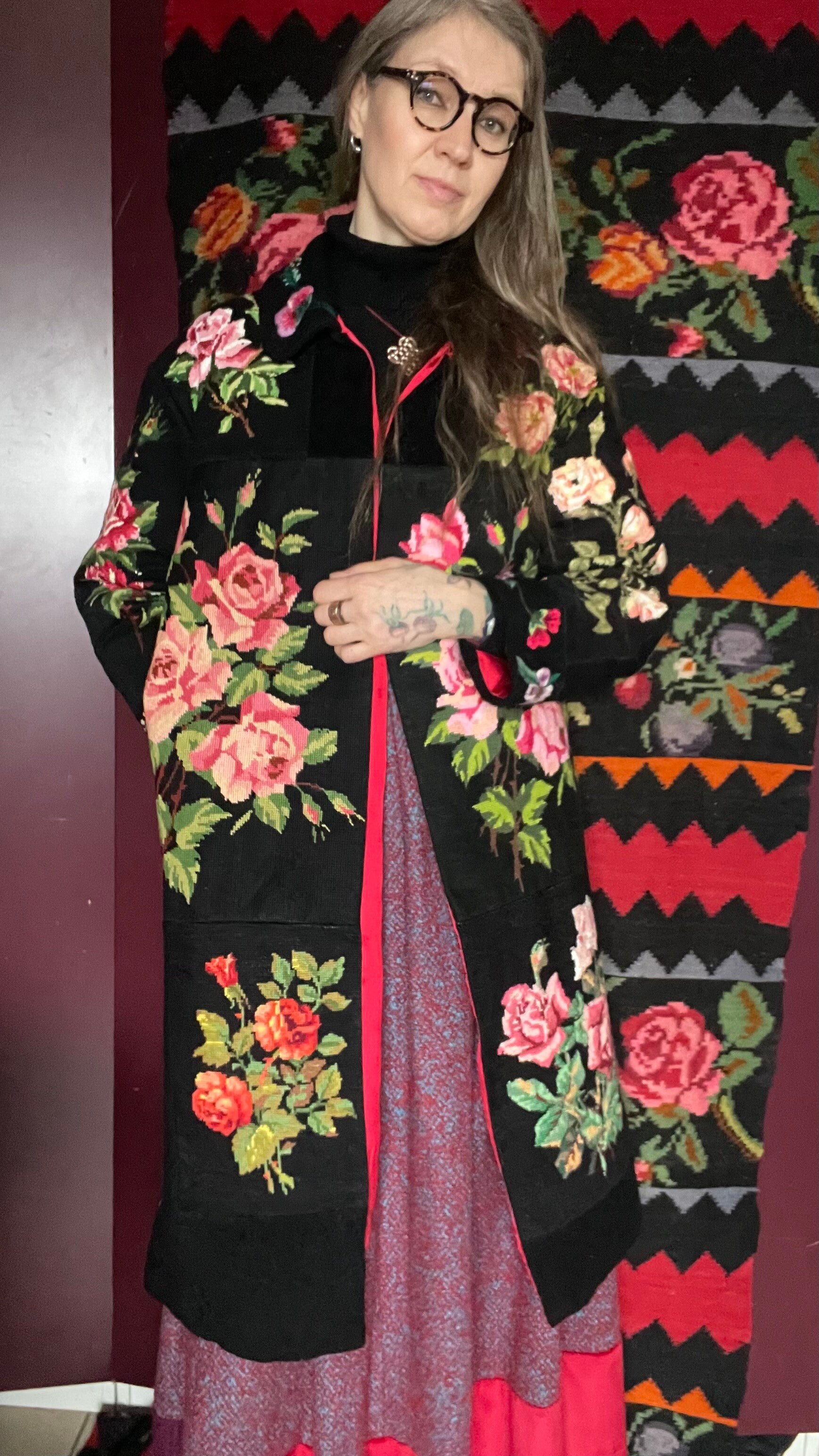 Cappotto Rose ricamato a mano